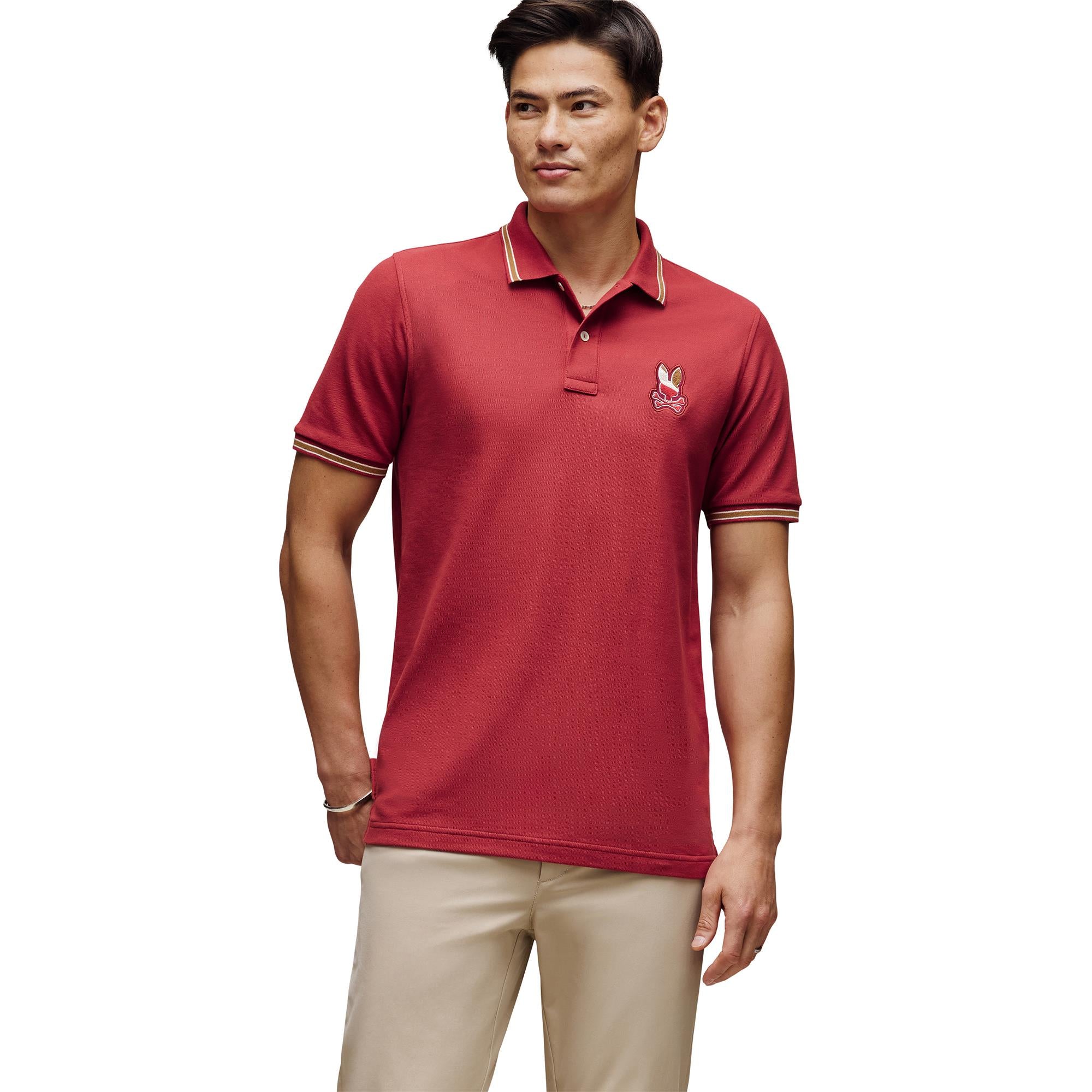 Psycho Bunny Dante Pique Mens Polo Shirt Garnet
